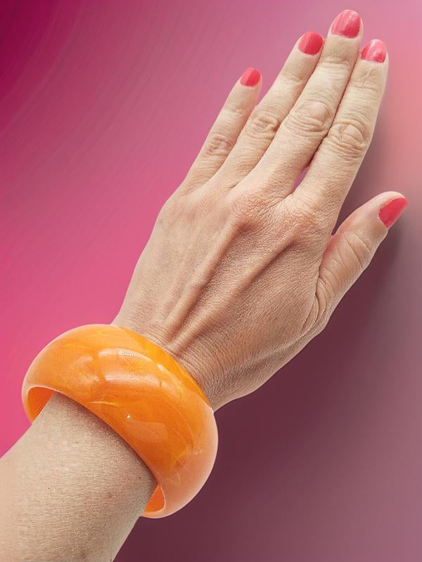 Brazalete naranja llamativo, pulsera gruesa de acrílico, joyería de verano, joyería, regalos, niñas
