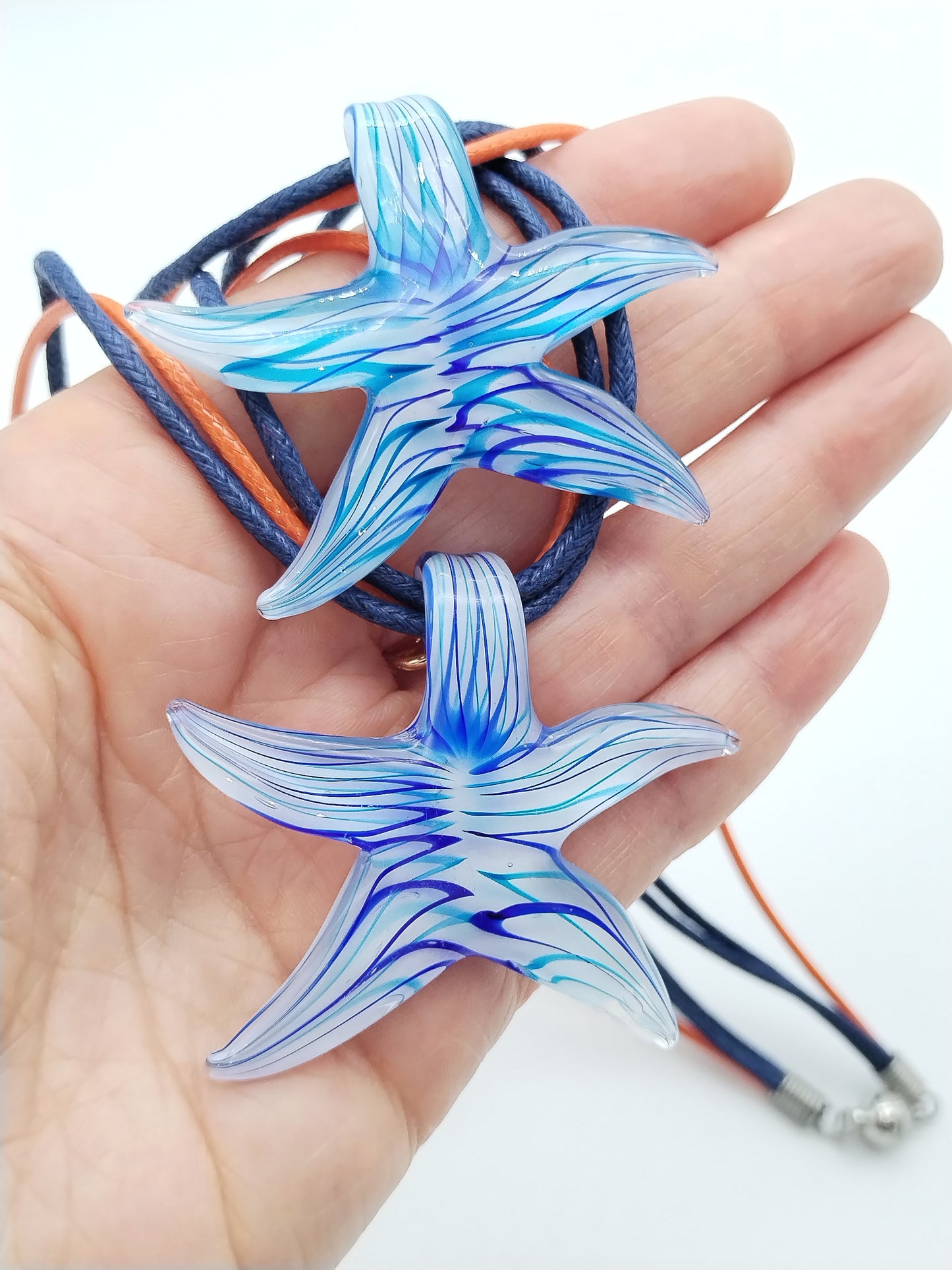 Starfish Summer Necklace, Lampwork Pendant Necklace, Women Jewelry, Fun Colorful