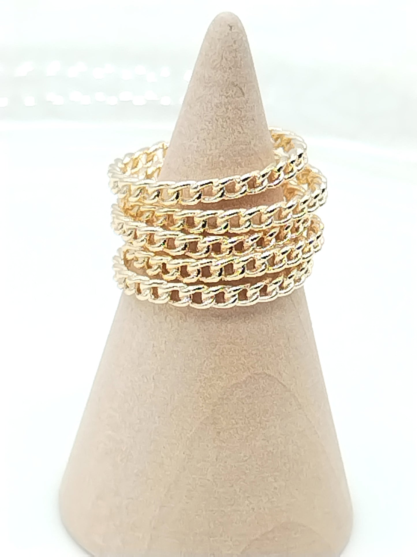 Anillos de cadena de eslabones, chapados en oro, ajustables, apilables, moda, regalos, joyas, únicos, niñas