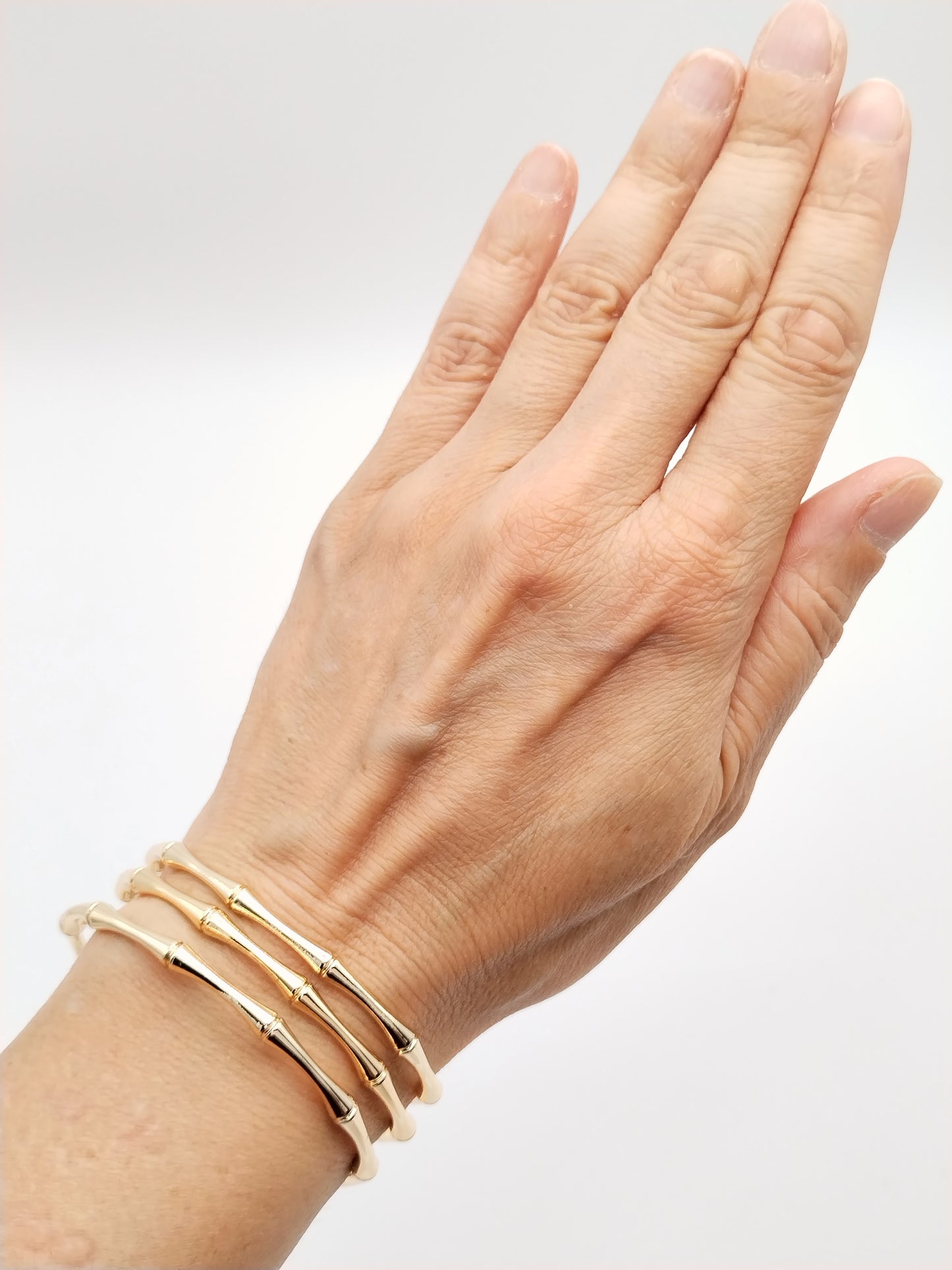18 Karat Gold Manschettenarmband, Bambusform, stapelbar, einzigartiger Schmuck, Geschenke, Trending, Frauen