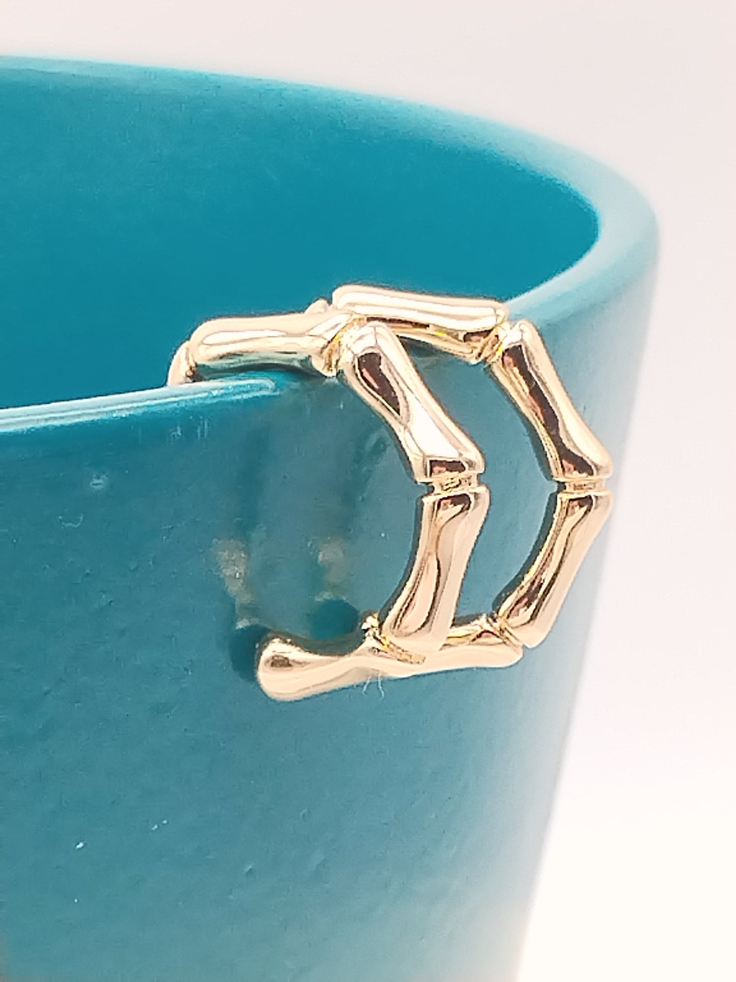 Aros con forma de bambú, pendientes chapados en oro de 18 k, joyas boho chic, pendientes de botón, regalos, mujeres, tendencias, niñas
