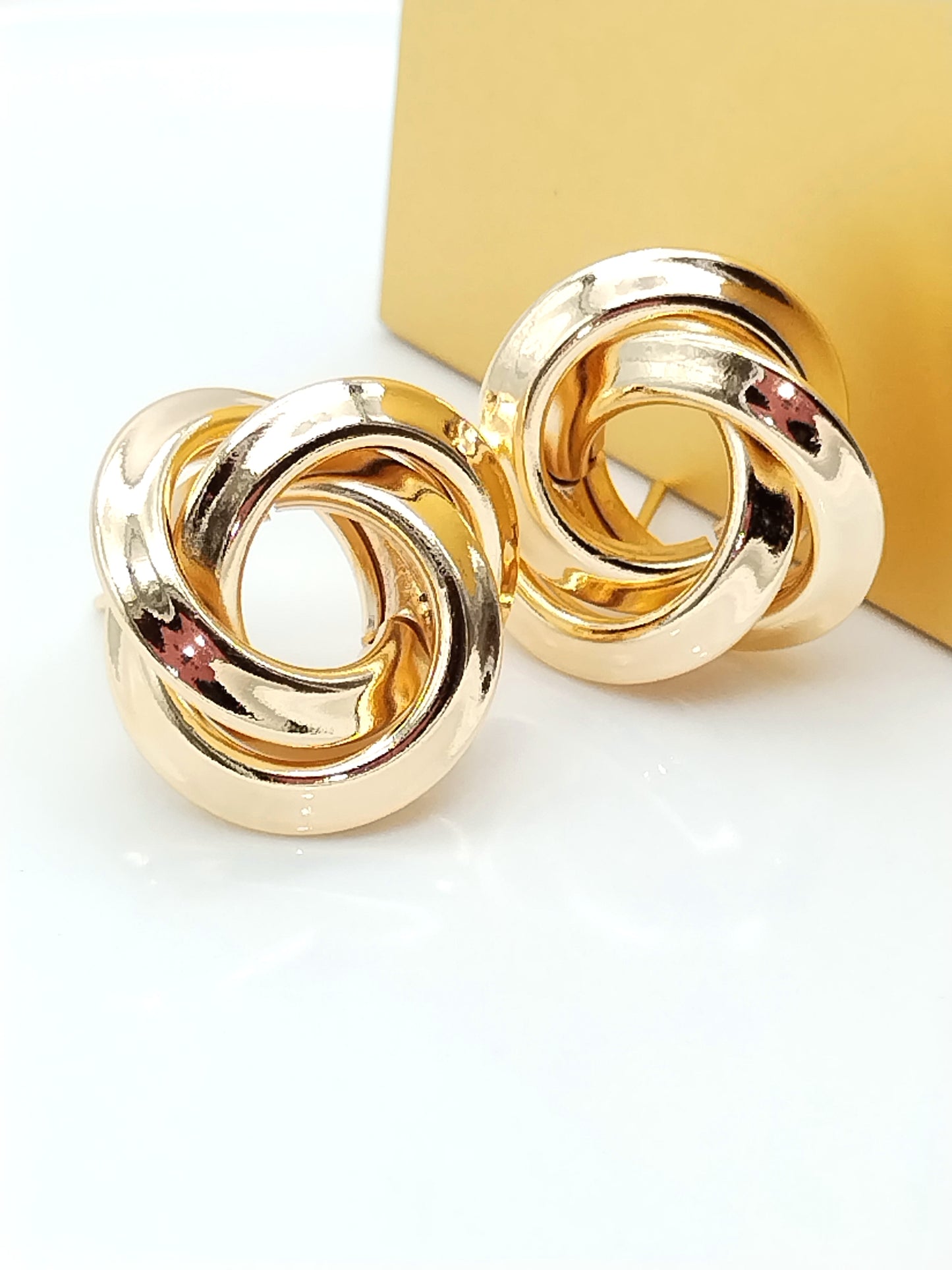 Pendientes de oro con nudo, pendientes de botón llamativos, gruesos, con botón, tendencia, joyas, regalos