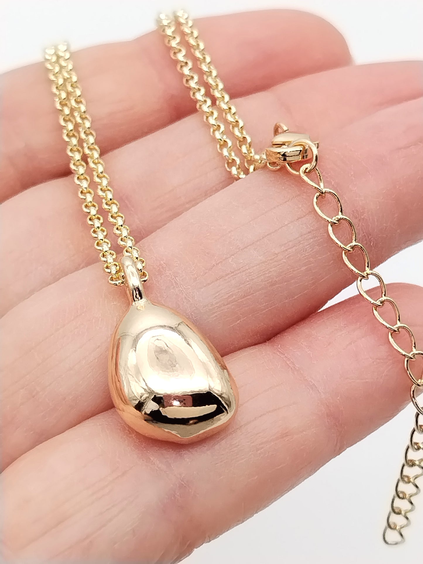 Gold Drop Necklace, Smooth Pendant, Minimalist Jewelry, Trending, Affordable, Women Gifts