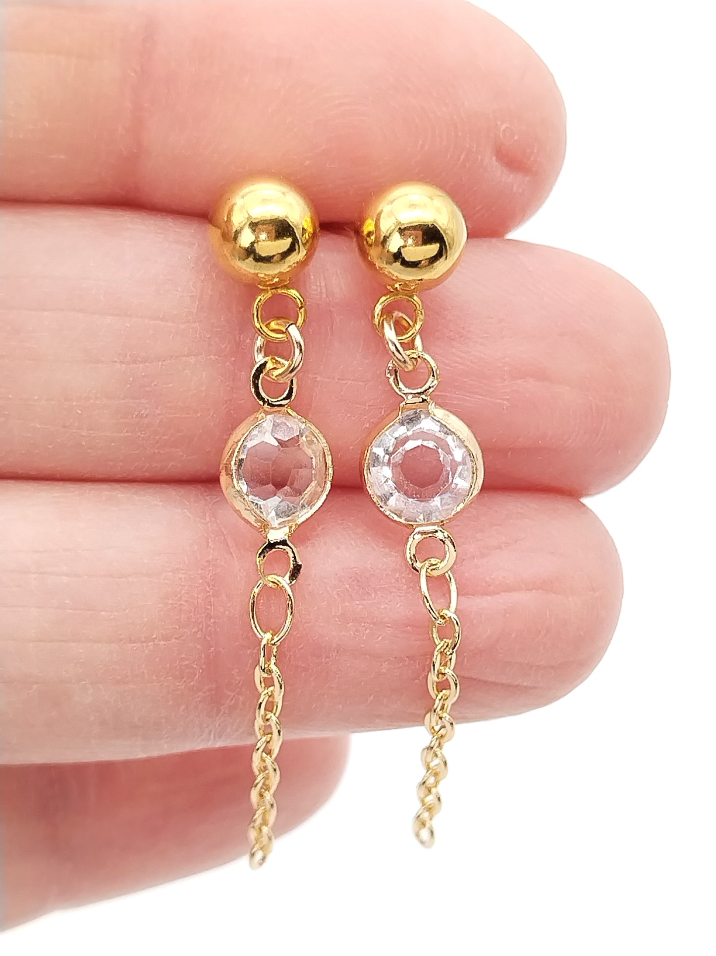Goldene Kristall-Ohrringe, lange Quastenohrstecker, edel, minimalistisch, Frauen, Geschenke, trendy, Mädchen
