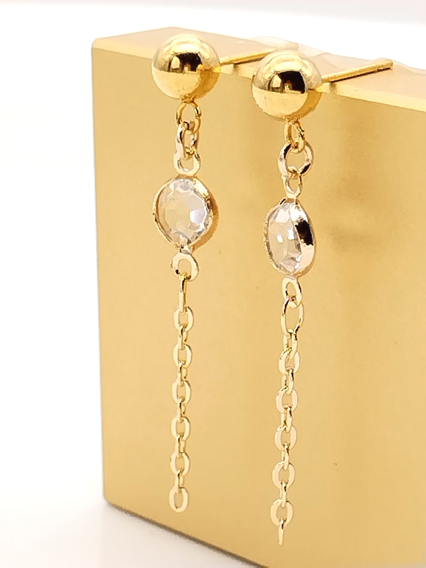 Goldene Kristall-Ohrringe, lange Quastenohrstecker, edel, minimalistisch, Frauen, Geschenke, trendy, Mädchen