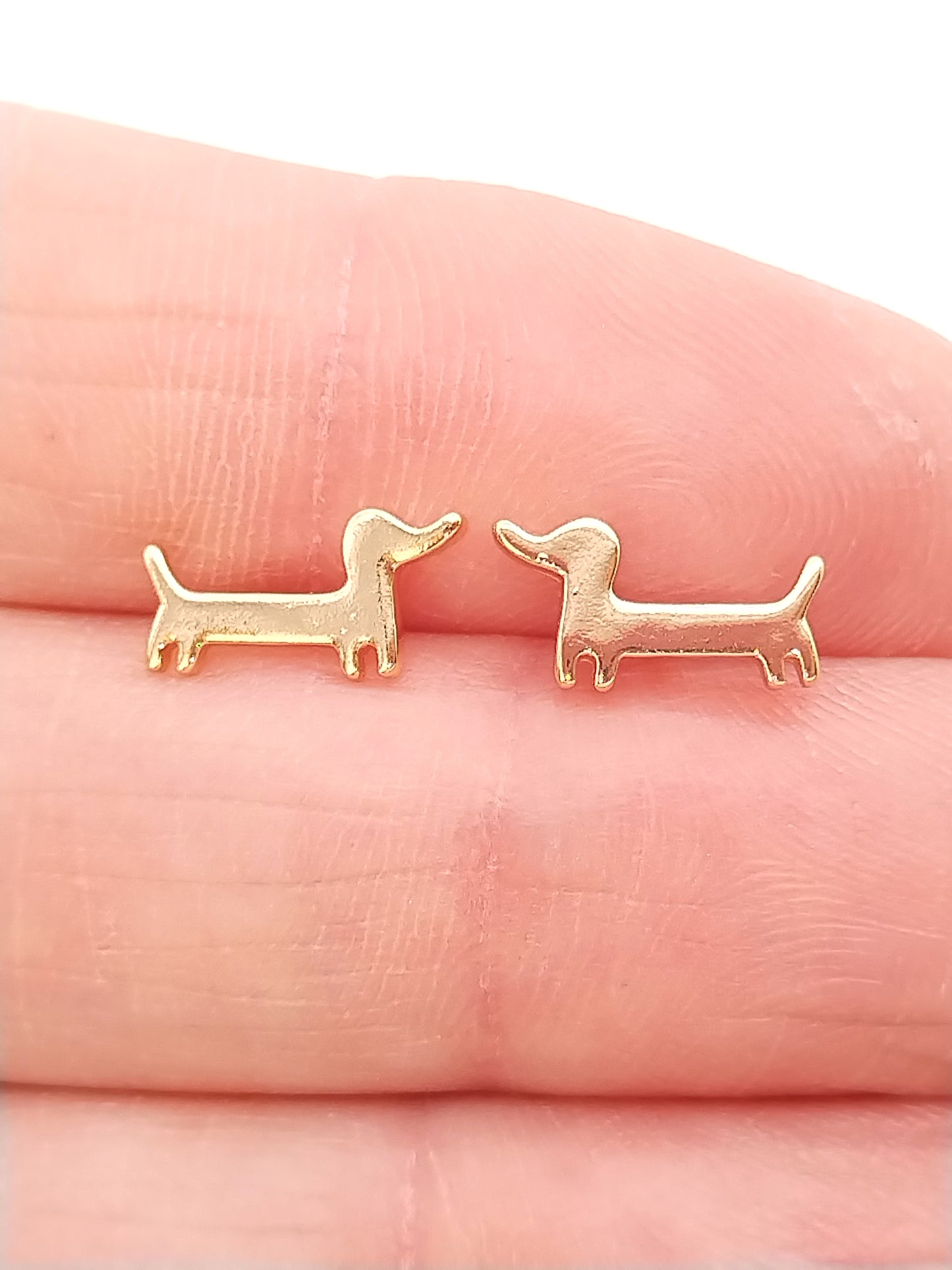 Dackel Gold Ohrstecker - Süßer Doxie Hundeschmuck