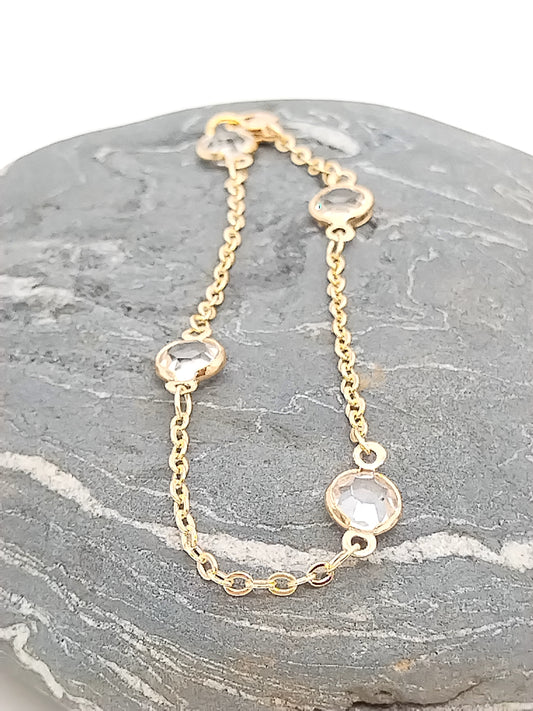 Goldkettenarmband, Kristallsatellit, Bettelarmband, minimalistischer Schmuck, Geschenke für Frauen, Weihnachten