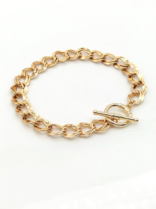 Gold Curb Chain Bracelet, Stackable, Classy, Affordable Jewelry, Christmas Gifts, For Women