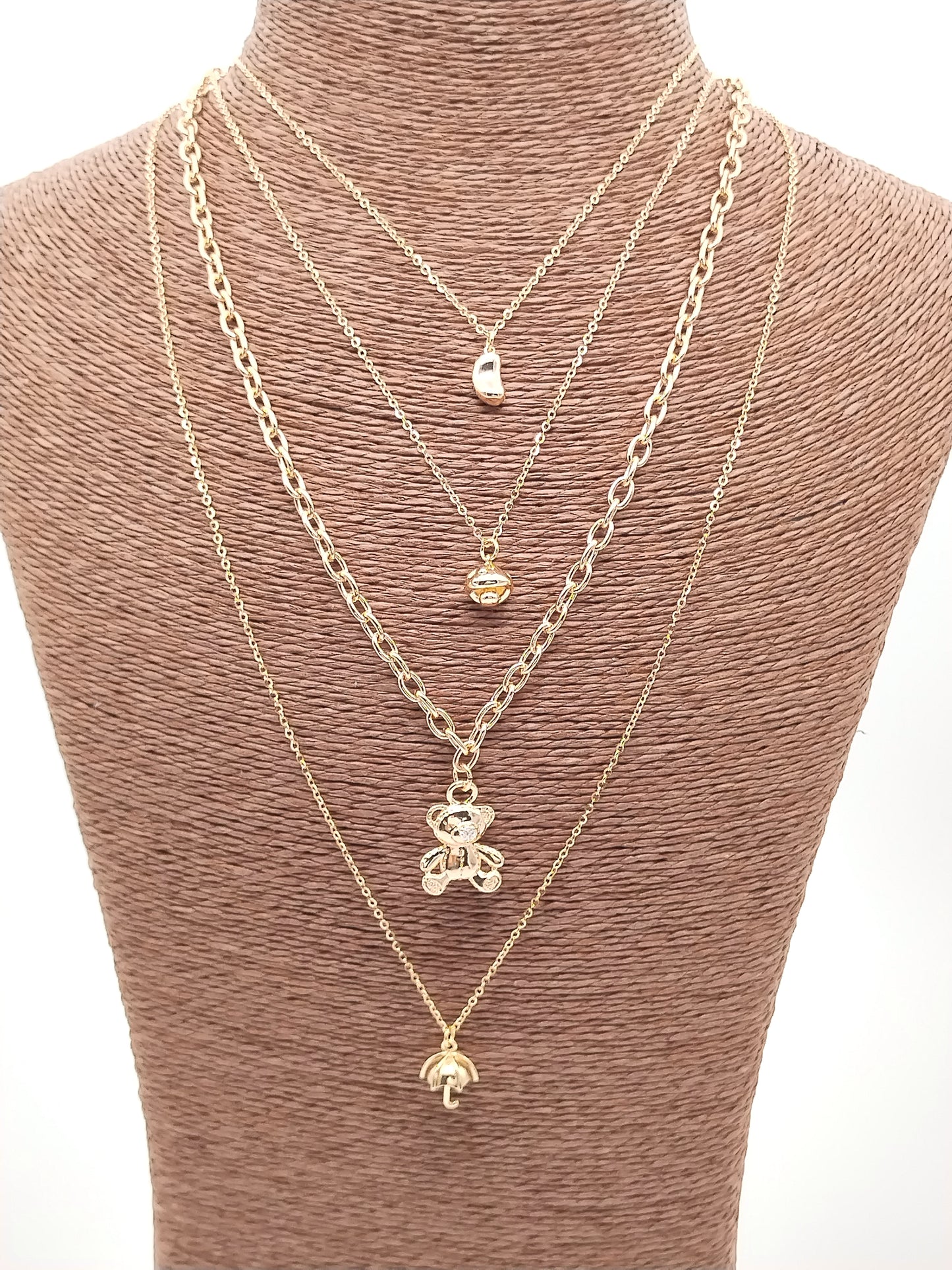 Umbrella Gold Pendant Necklace, Long Charm Necklace, Layered, Trendy,  Affordable Jewelry, Holidays Gifts, For women, Girls