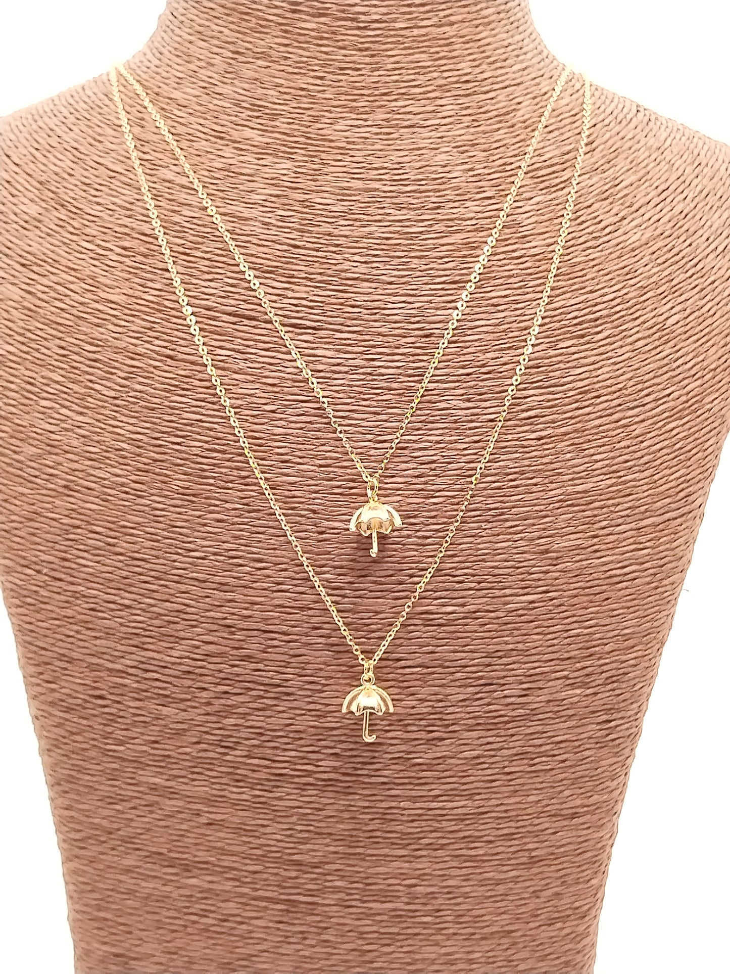 Umbrella Gold Pendant Necklace, Long Charm Necklace, Layered, Trendy,  Affordable Jewelry, Holidays Gifts, For women, Girls