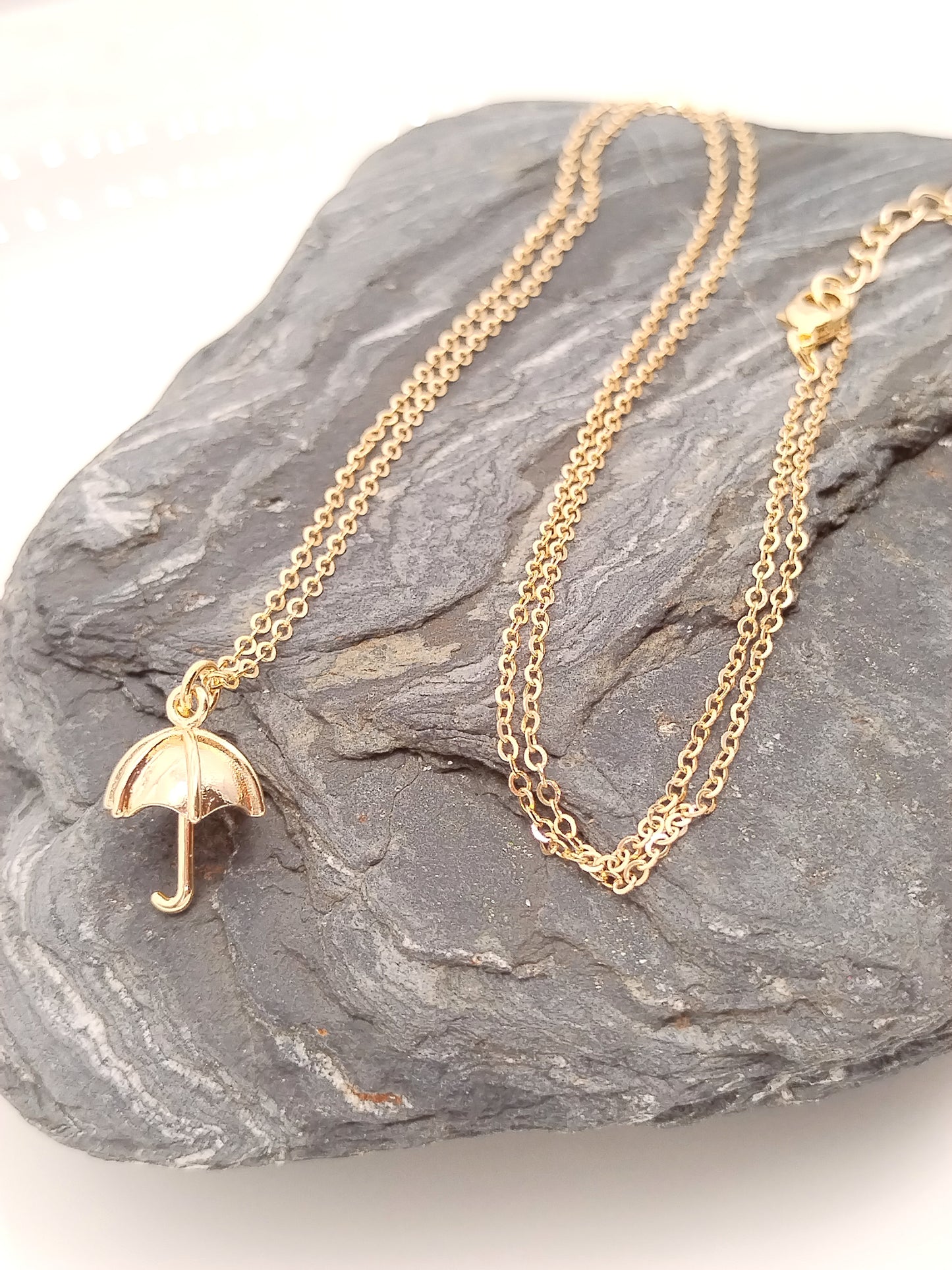Umbrella Gold Pendant Necklace, Long Charm Necklace, Layered, Trendy,  Affordable Jewelry, Holidays Gifts, For women, Girls