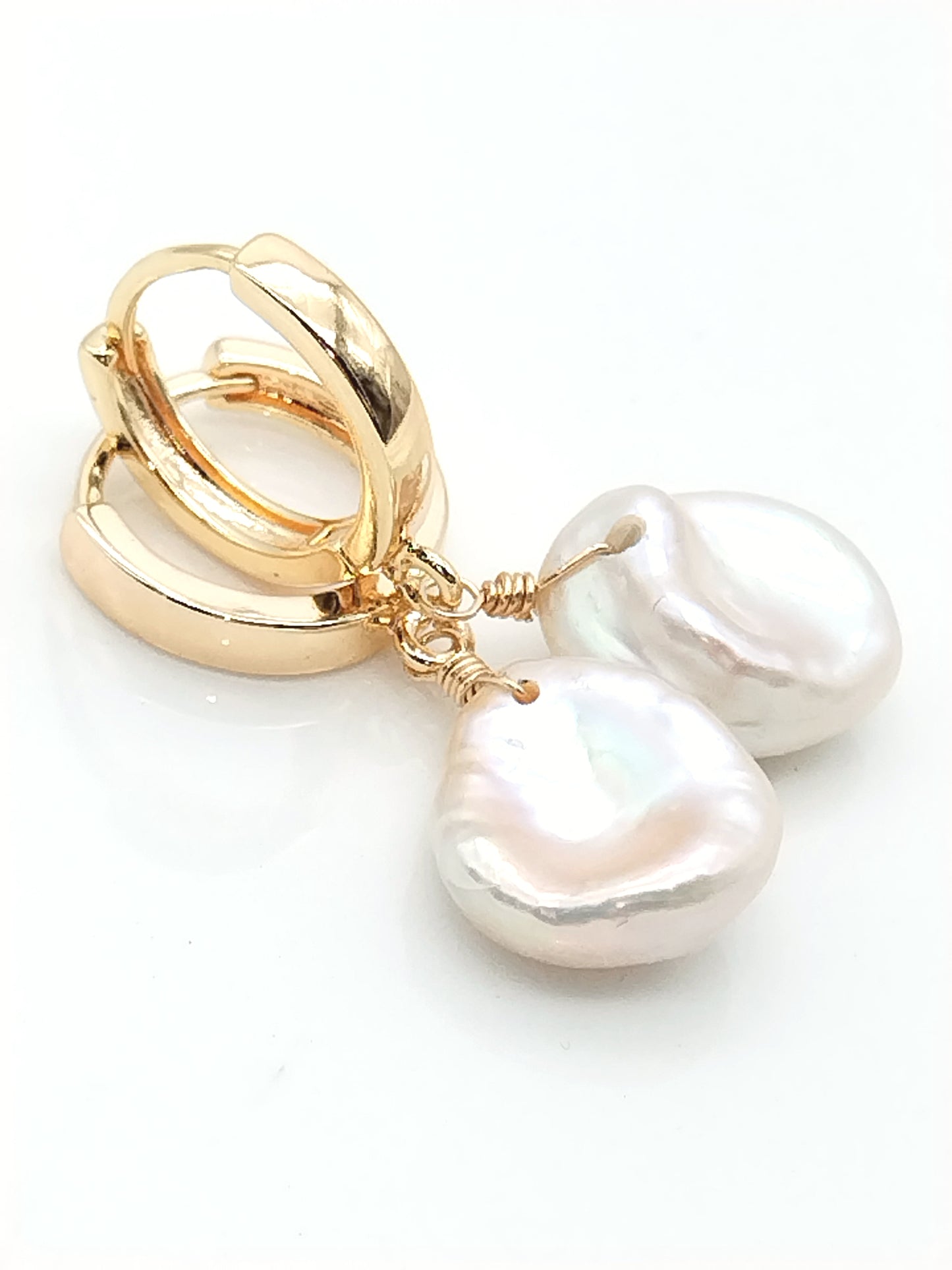 Goldene Keshi-Perlen-Ohrringe, Statement-Goldschmuck, trendy, Baumeln, Geschenk, Frauen, Mädchen, Mode