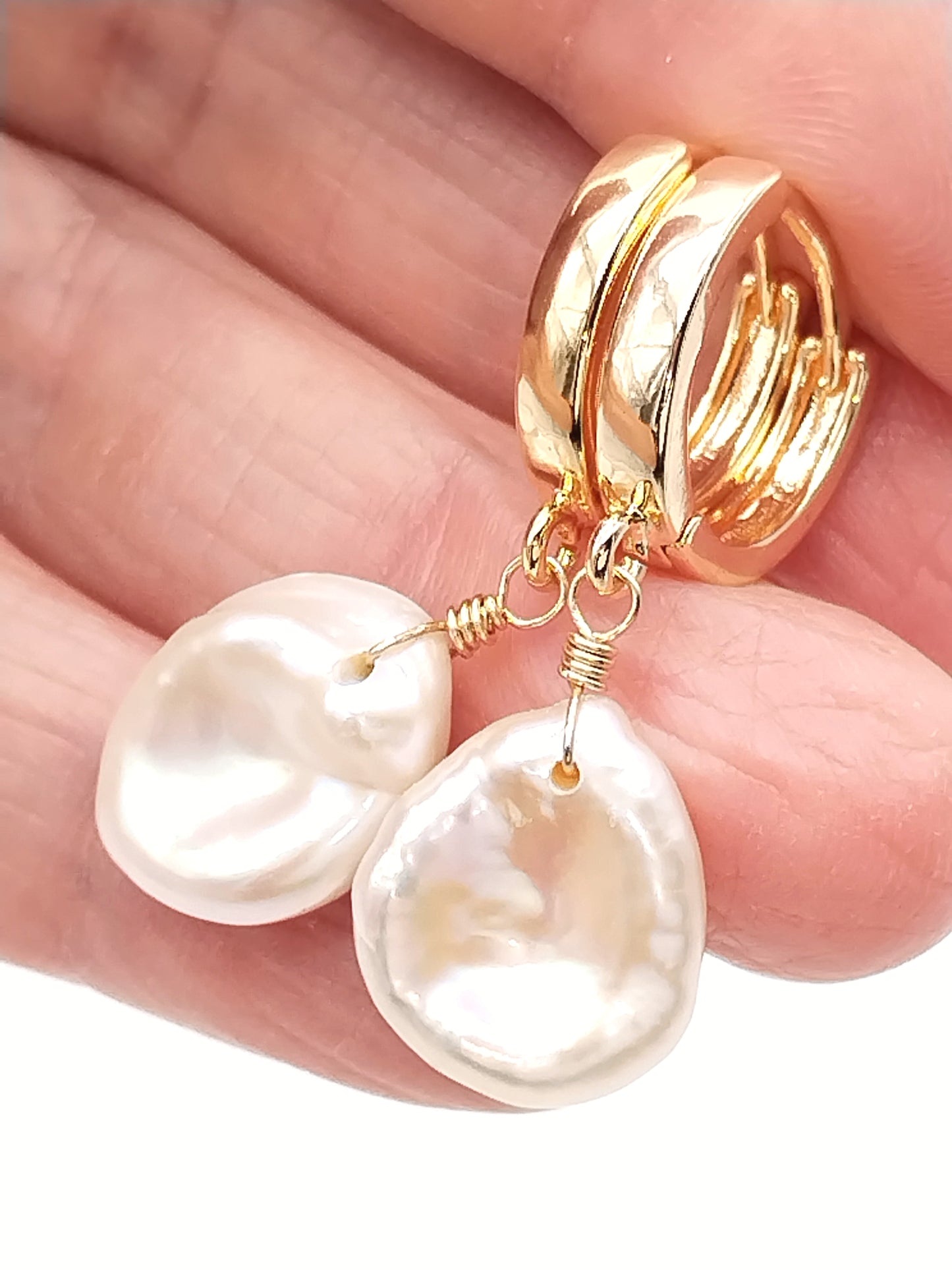 Goldene Keshi-Perlen-Ohrringe, Statement-Goldschmuck, trendy, Baumeln, Geschenk, Frauen, Mädchen, Mode