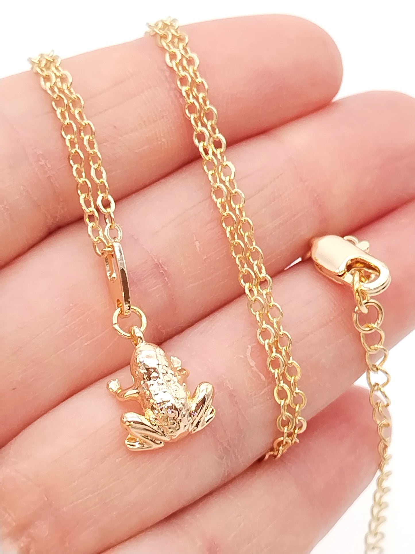 Gold Frog Charm Necklace