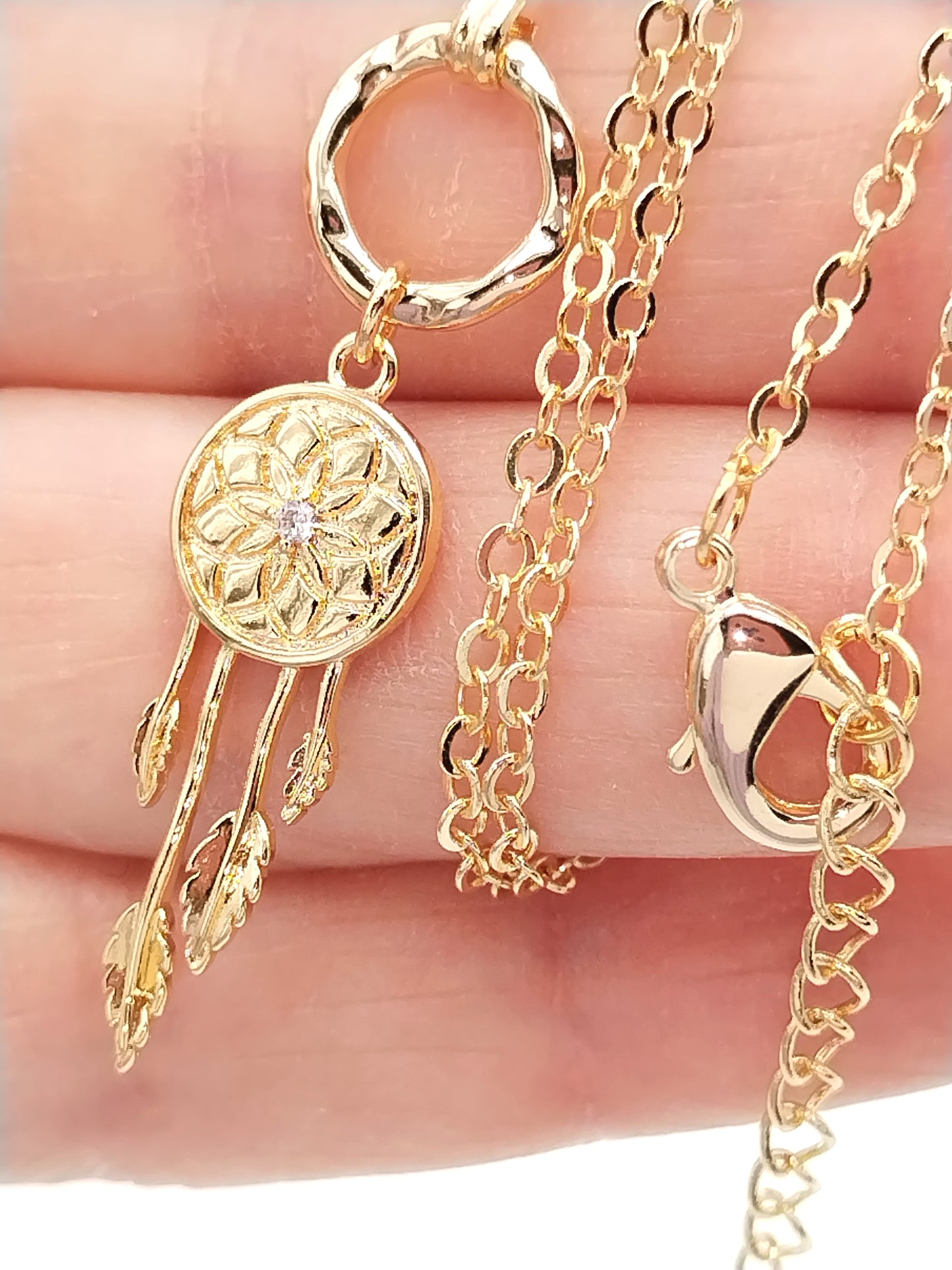 Dream Catcher Necklace, Lariart Y Gold Chain Necklace, Trendy Jewelry, Minimalist, Gifts