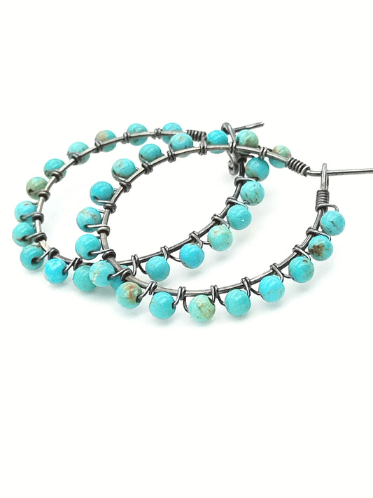 Pendientes de turquesa de Baja en plata de ley, aros, pendientes con cuentas de piedras preciosas, joyería fina, estilo vaquera, regalos para mujeres, aniversarios, hermanas, esposas, mamás