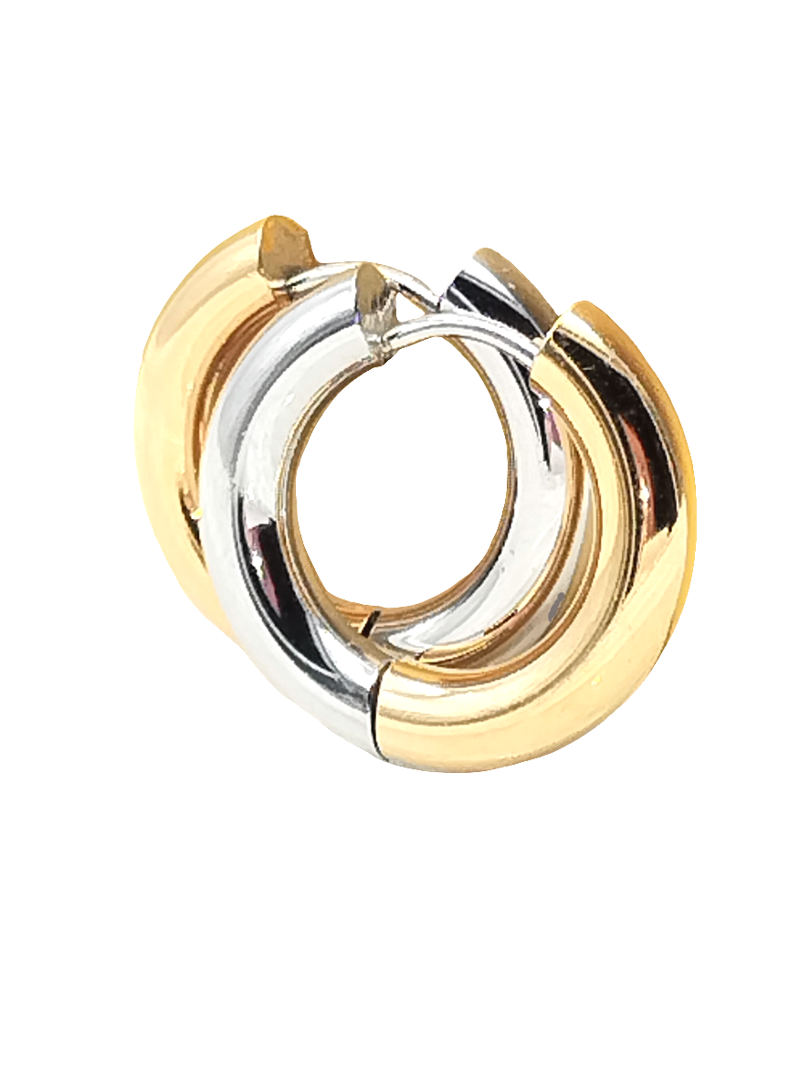 Chunky Huggies, Wendbare Creolen, Silber & Gold, Schmuck, Frauen, Mädchen, Geschenke