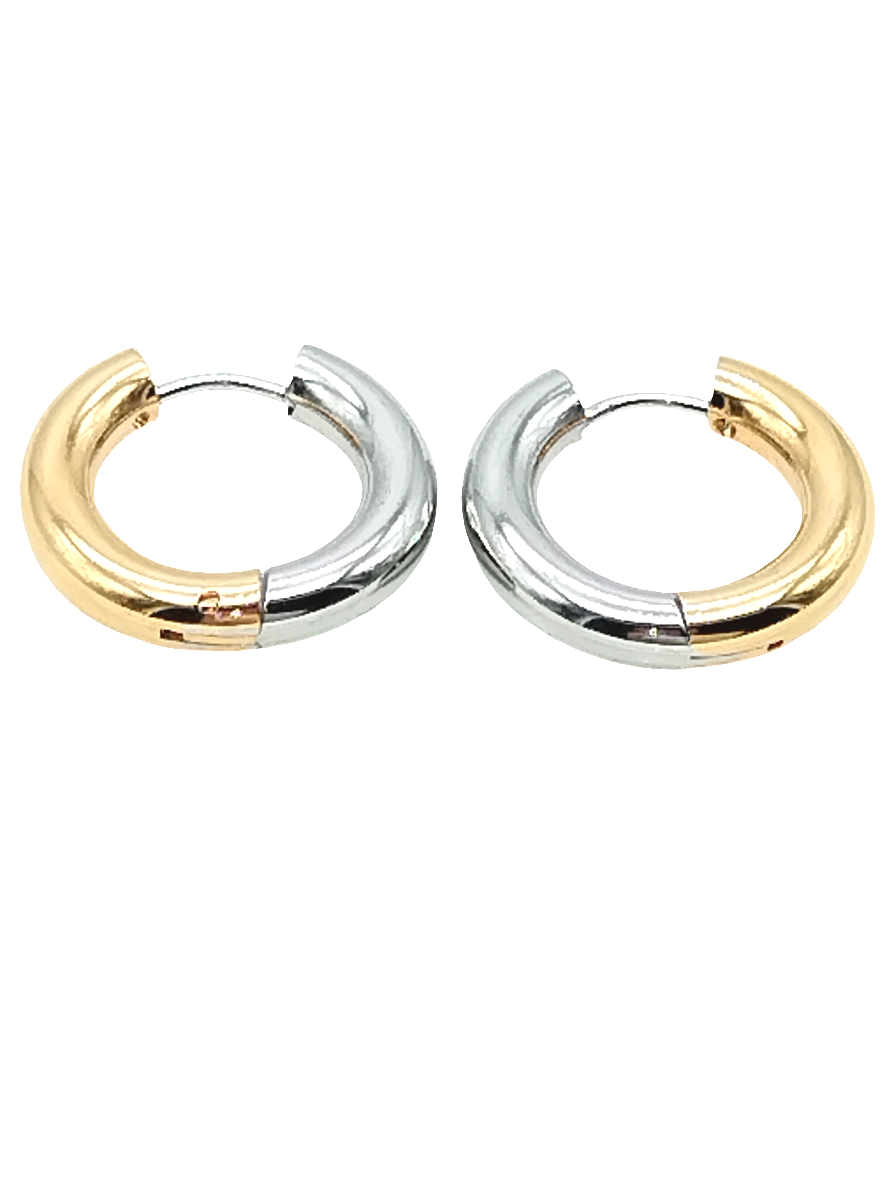 Chunky Huggies, Wendbare Creolen, Silber & Gold, Schmuck, Frauen, Mädchen, Geschenke