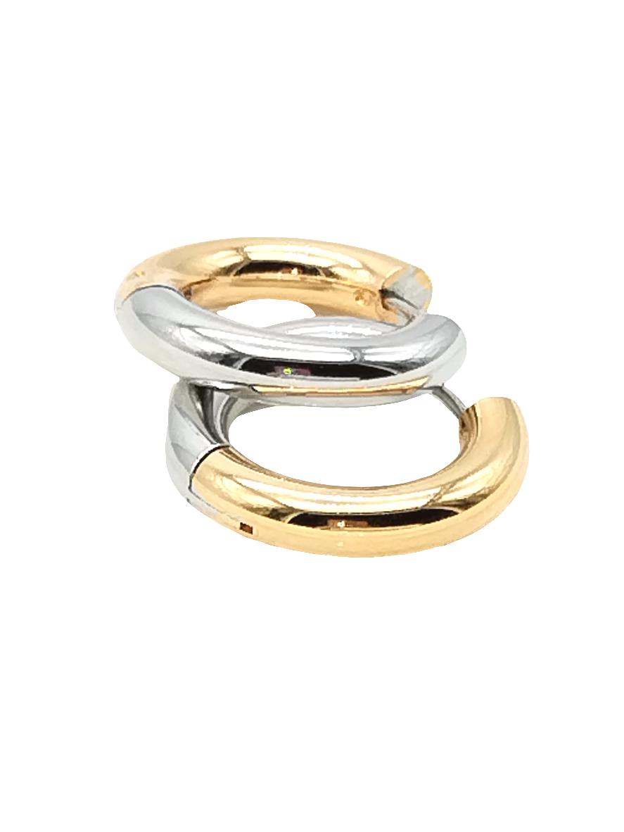 Chunky Huggies, Wendbare Creolen, Silber & Gold, Schmuck, Frauen, Mädchen, Geschenke