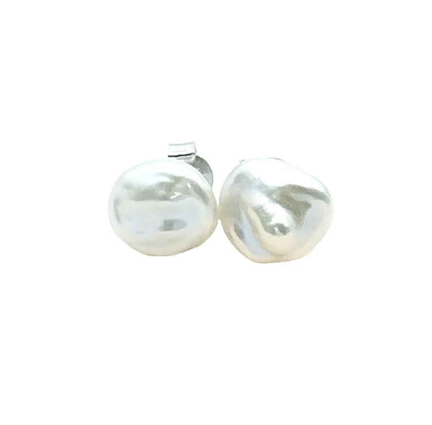 Pendientes de perlas Keshi, pendientes de plata de ley, unisex, perlas blancas naturales, tendencia, regalo, joyería minimalista