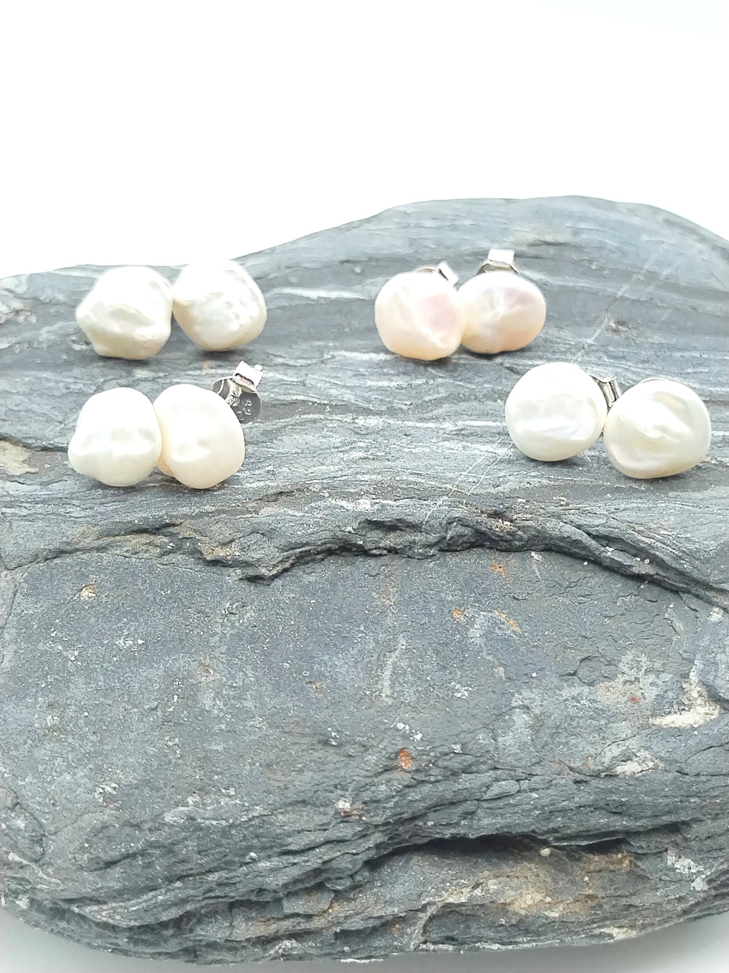 Pendientes de perlas Keshi, pendientes de plata de ley, unisex, perlas blancas naturales, tendencia, regalo, joyería minimalista