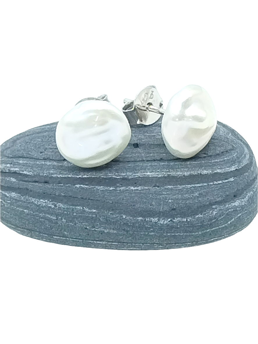 Pendientes de perlas Keshi, pendientes de plata de ley, unisex, perlas blancas naturales, tendencia, regalo, joyería minimalista