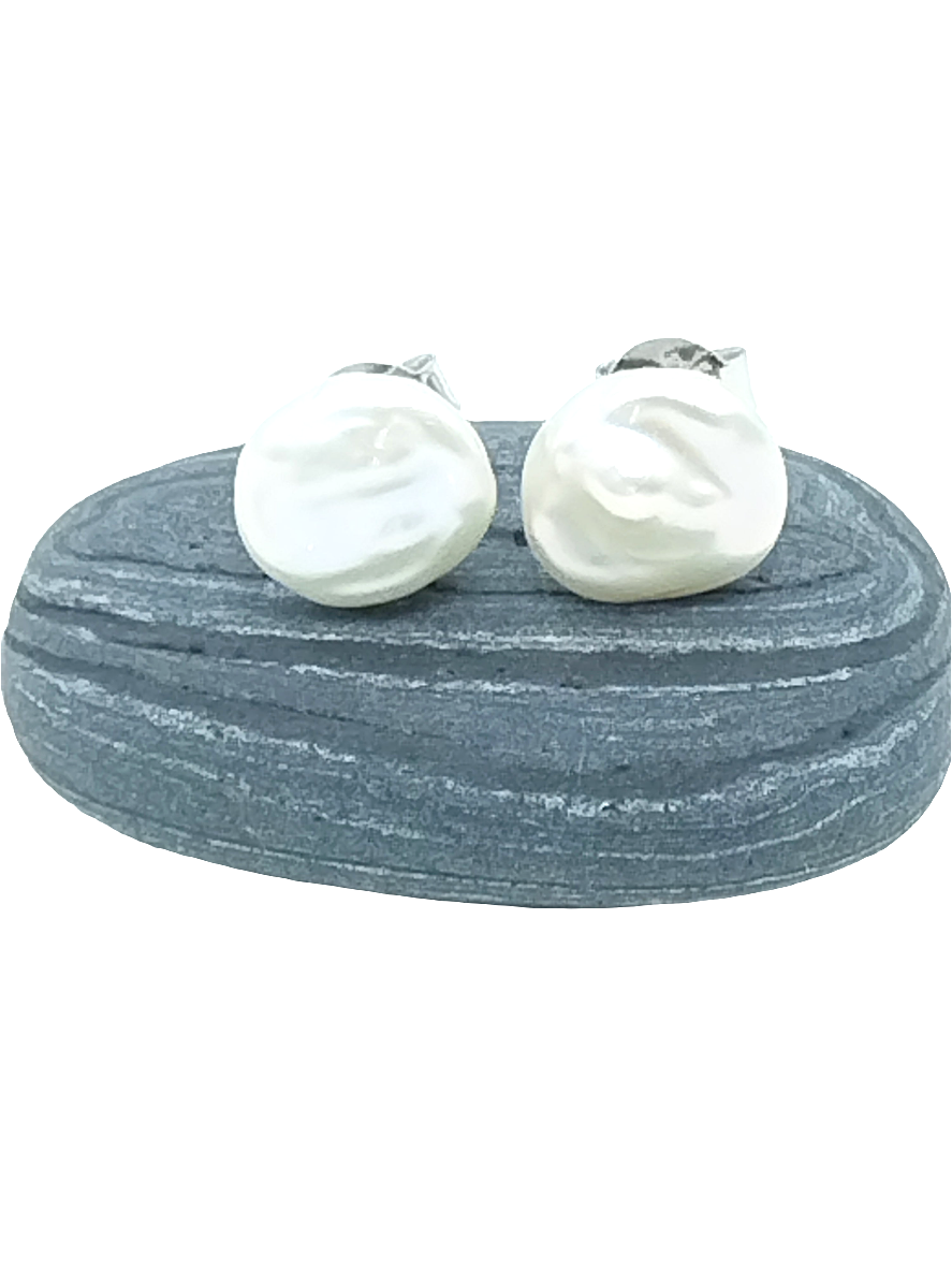 Pendientes de perlas Keshi, pendientes de plata de ley, unisex, perlas blancas naturales, tendencia, regalo, joyería minimalista