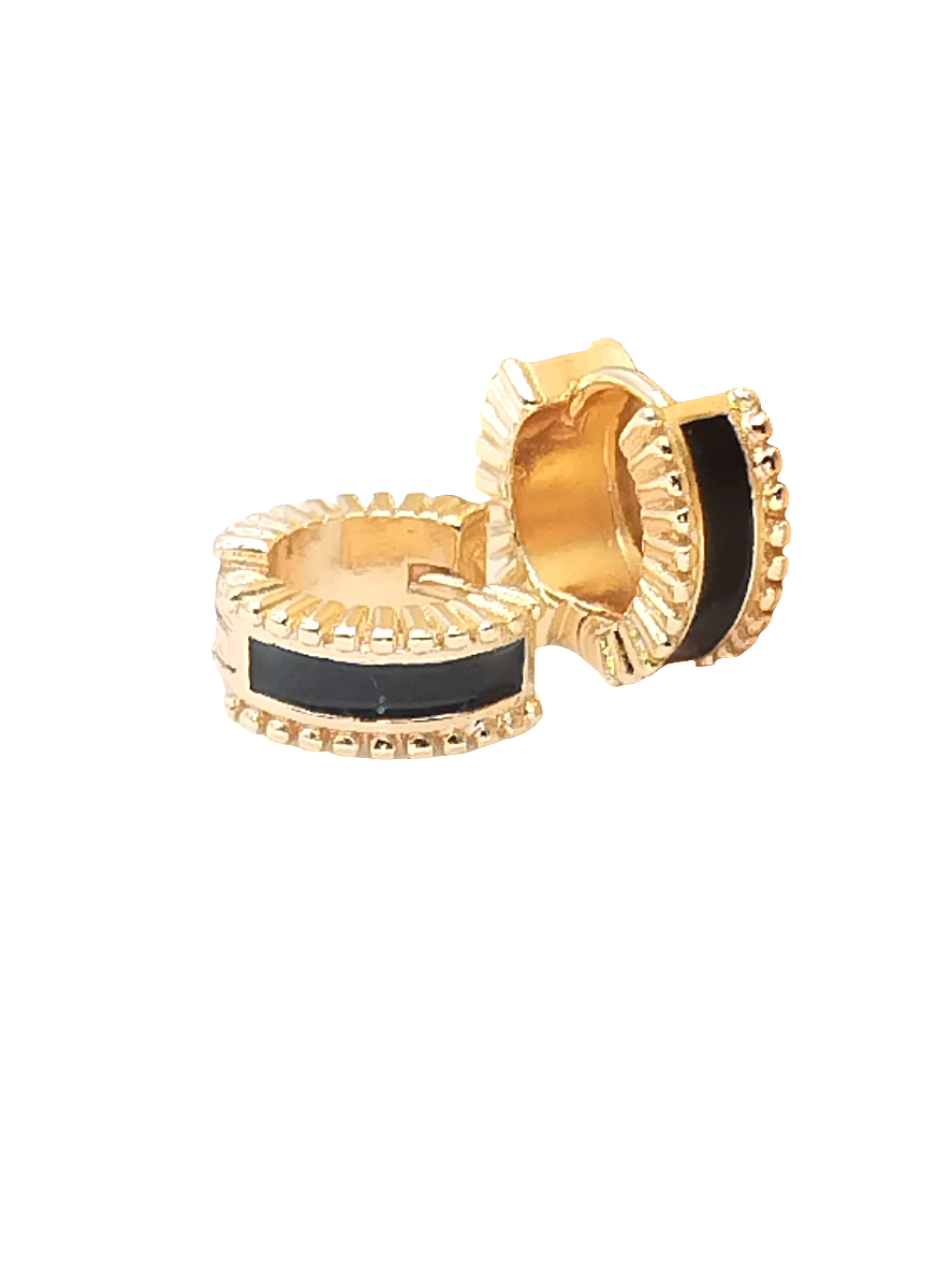 Gold Huggies, Black Enamel, Classy Jewelry, Gifts, Minimalist, women, Trending