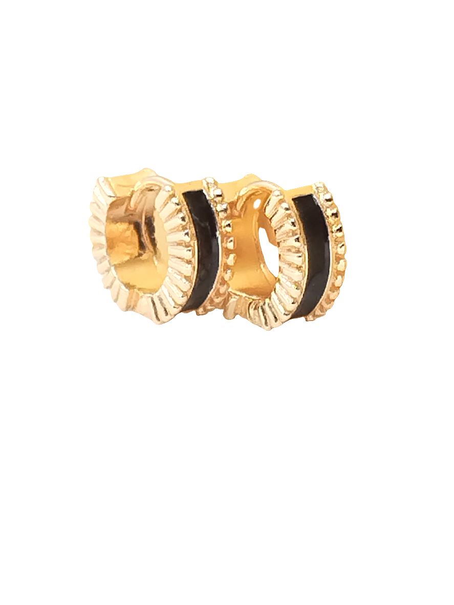 Gold Huggies, Black Enamel, Classy Jewelry, Gifts, Minimalist, women, Trending