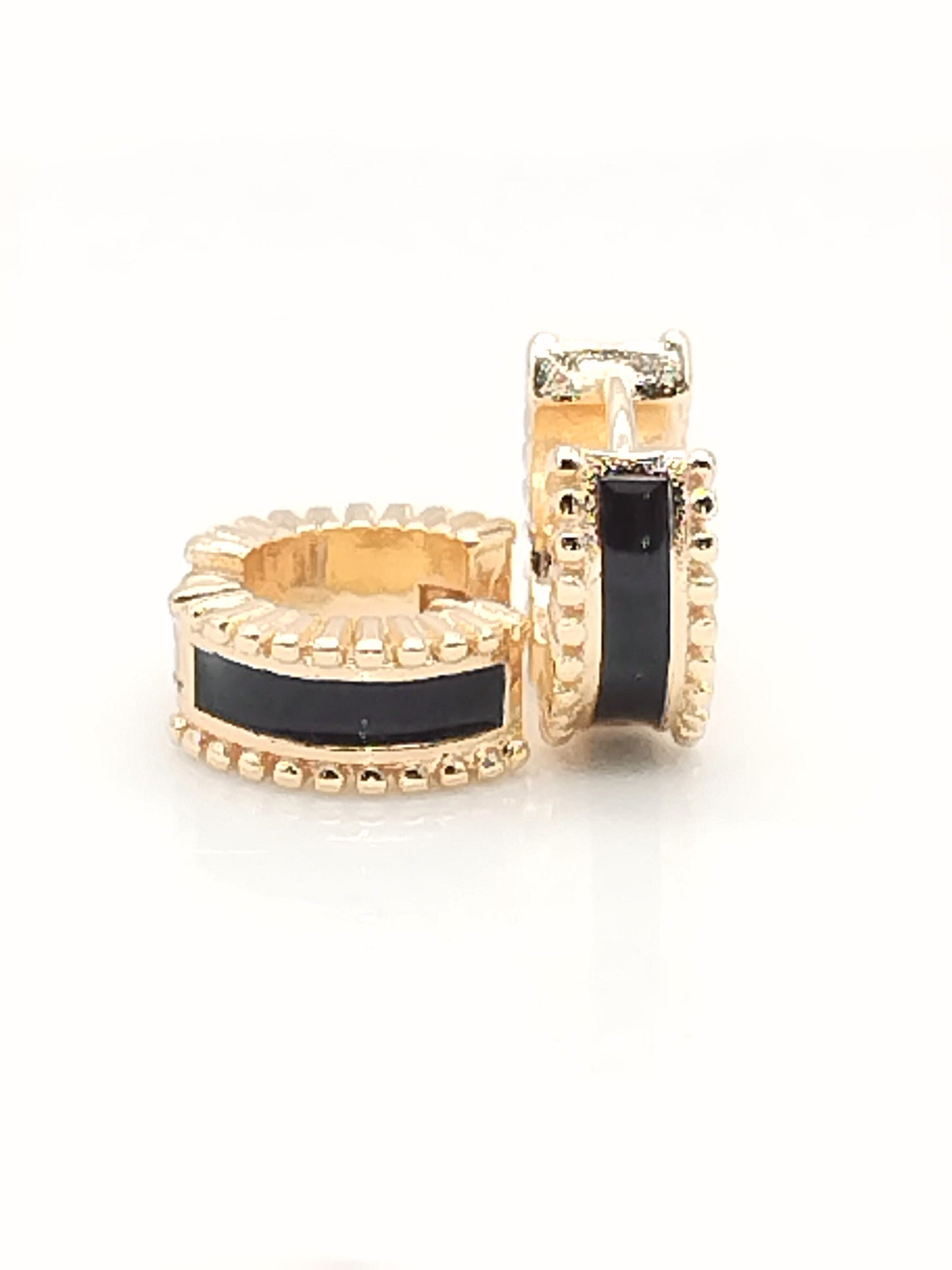 Gold Huggies, Black Enamel, Classy Jewelry, Gifts, Minimalist, women, Trending