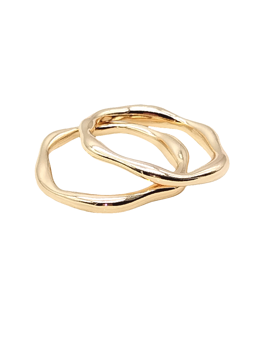 Anillo de banda dorada, irregular, minimalista, apilable, chapado en oro, joyería de moda, niñas, mamá