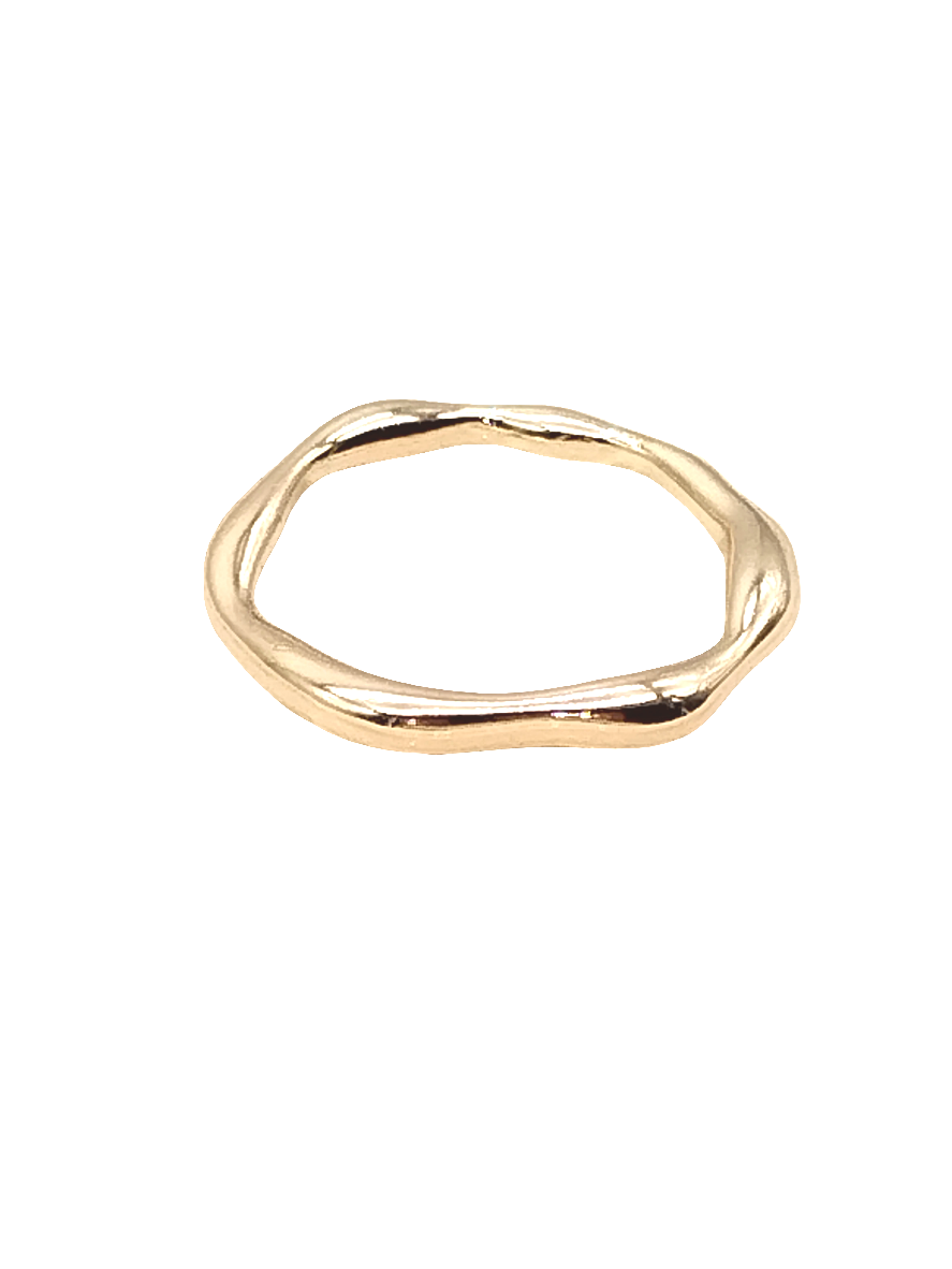 Anillo de banda dorada, irregular, minimalista, apilable, chapado en oro, joyería de moda, niñas, mamá