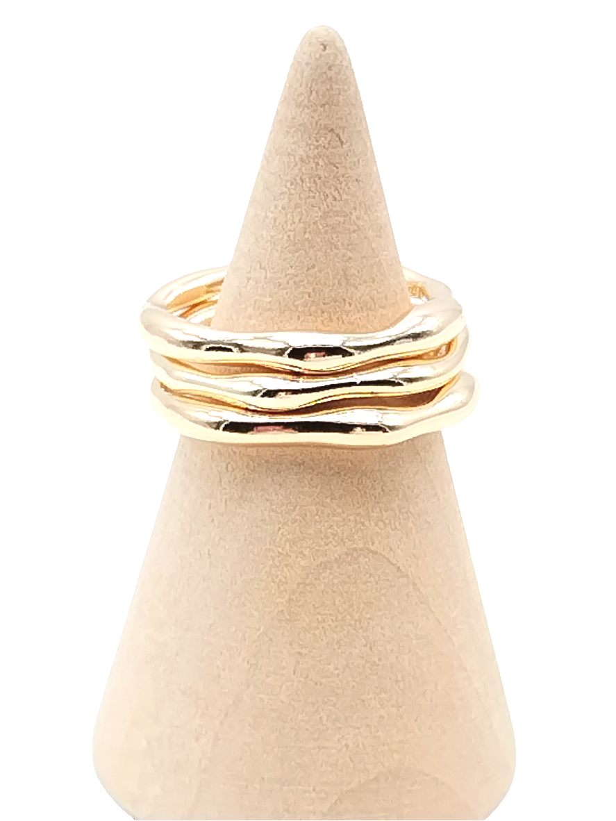 Anillo de banda dorada, irregular, minimalista, apilable, chapado en oro, joyería de moda, niñas, mamá