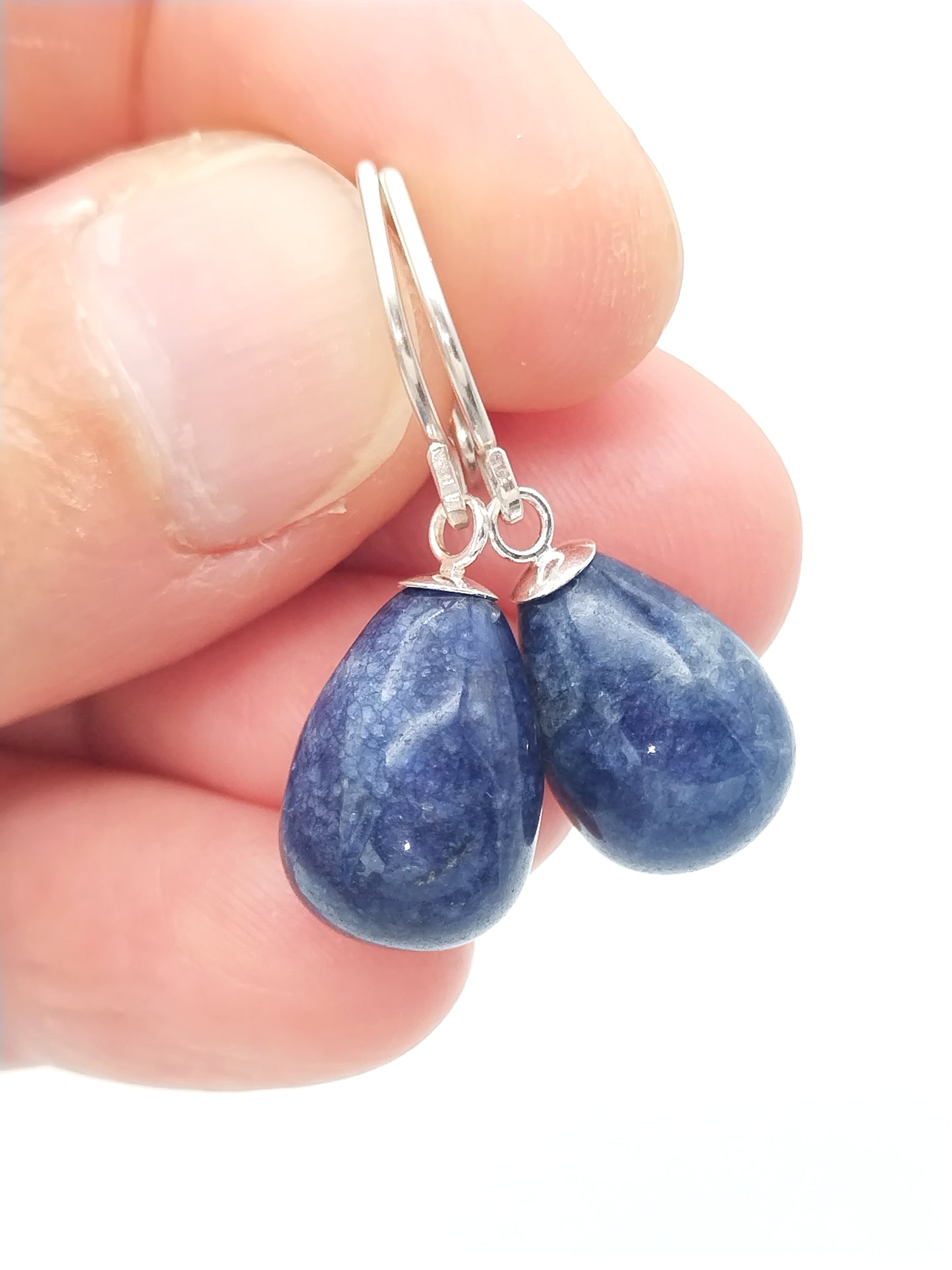 Sodalite Drop Sterling Silver Dangle Earrings