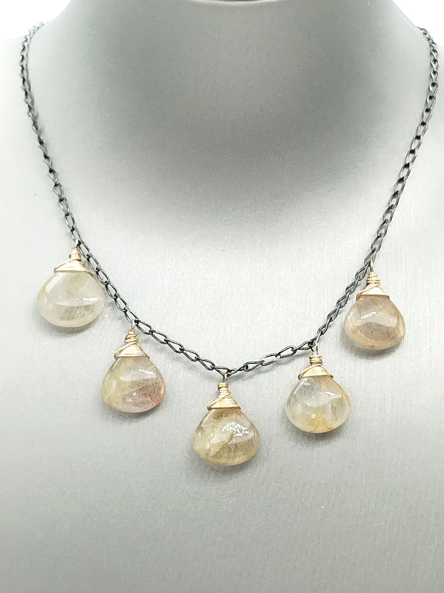 Golden Rutilated Quartz Briolettes Necklace