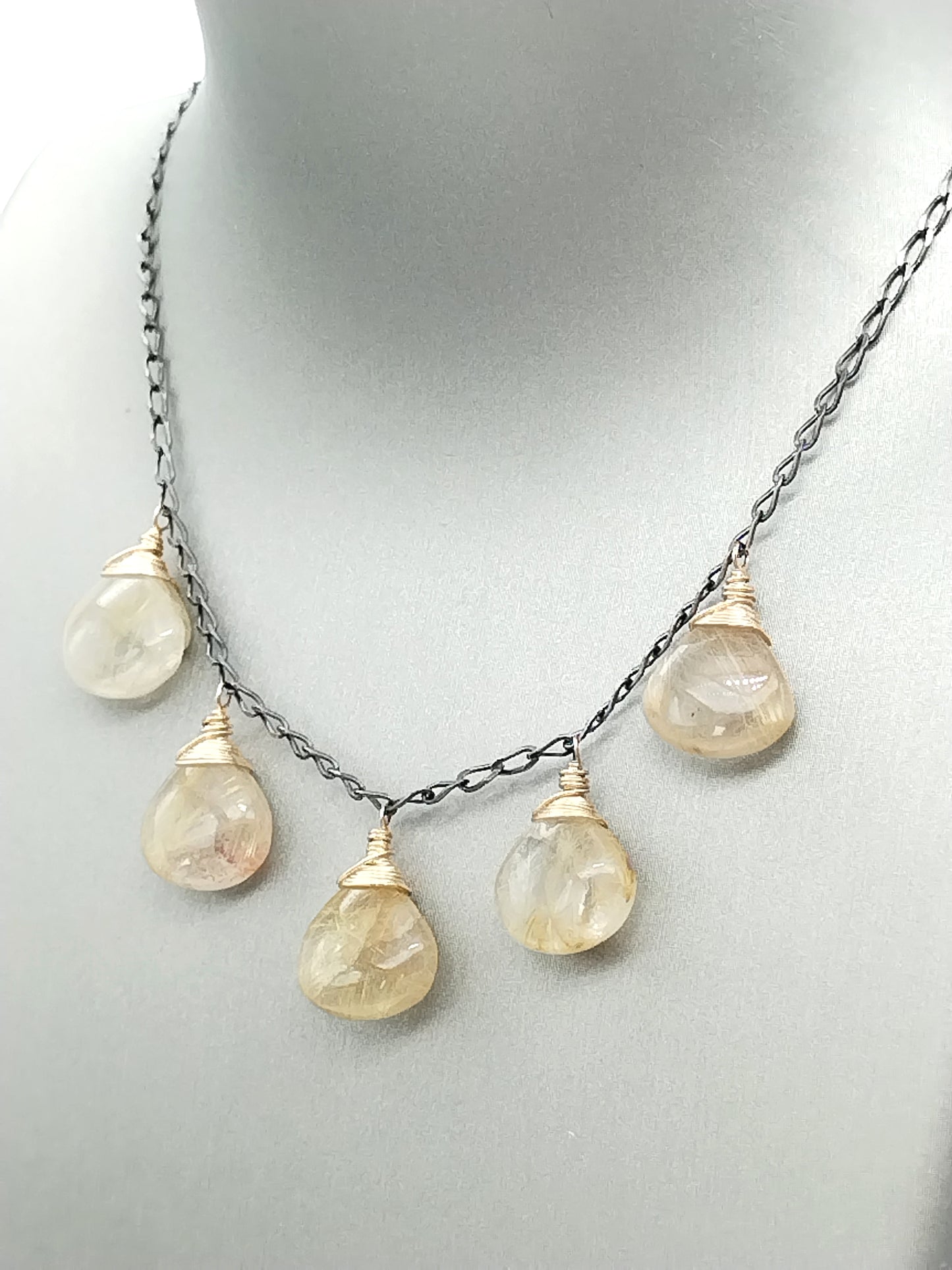 Golden Rutilated Quartz Briolettes Necklace