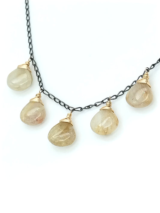 Golden Rutilated Quartz Briolettes Necklace
