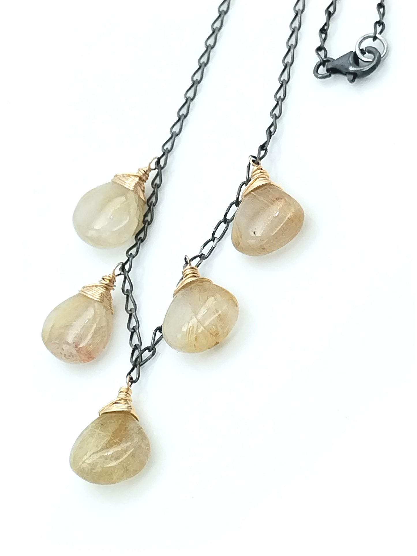 Golden Rutilated Quartz Briolettes Necklace