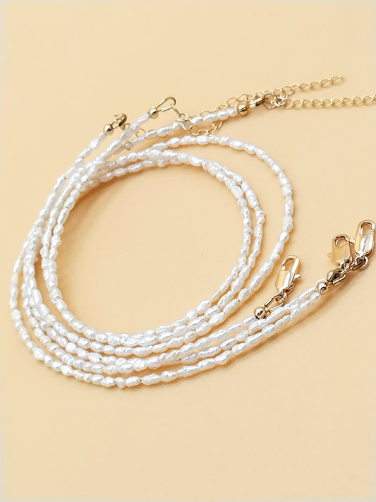 Tiny Keshi Pearls Gold Choker Necklace
