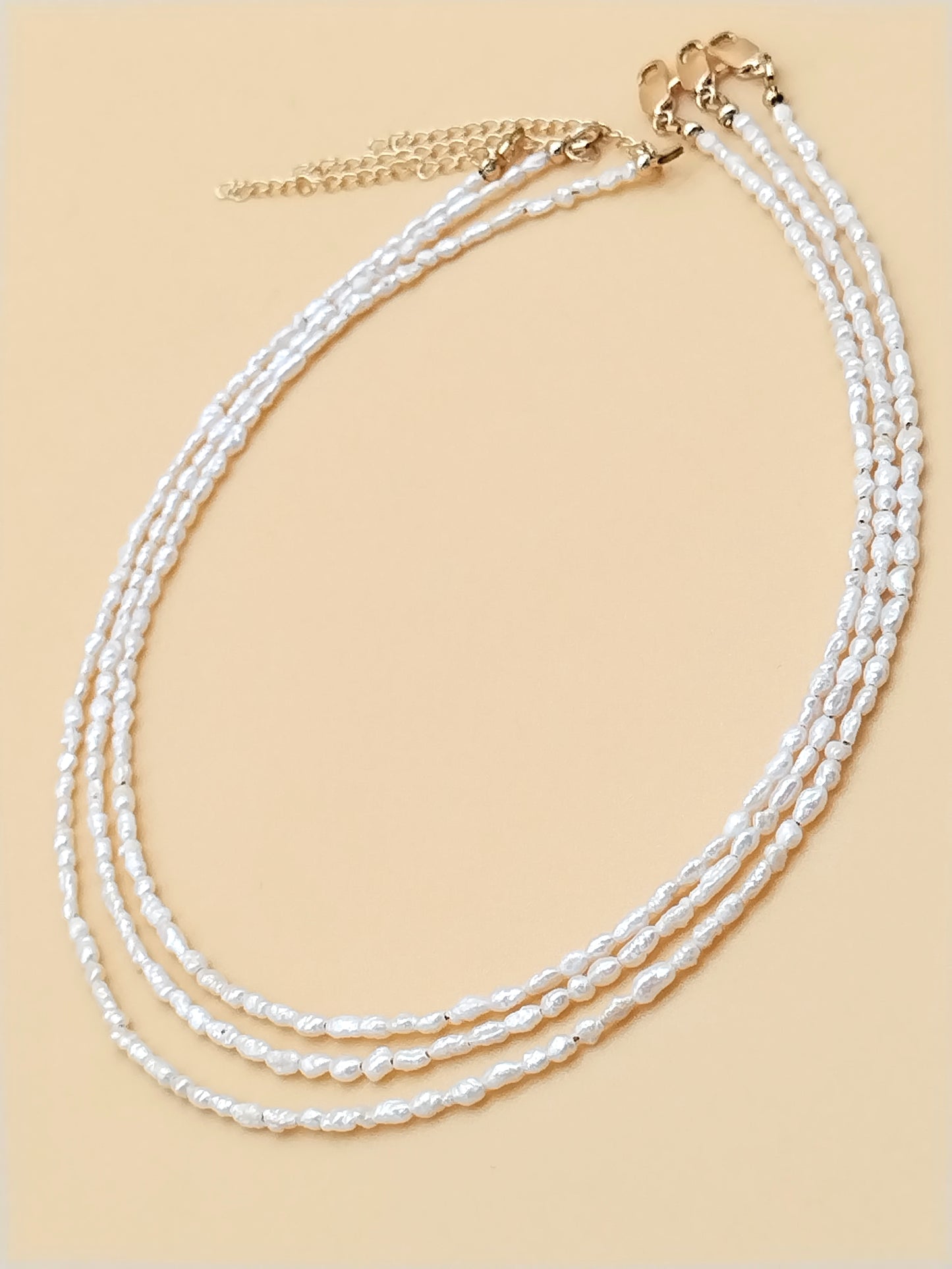 Tiny Keshi Pearls Gold Choker Necklace