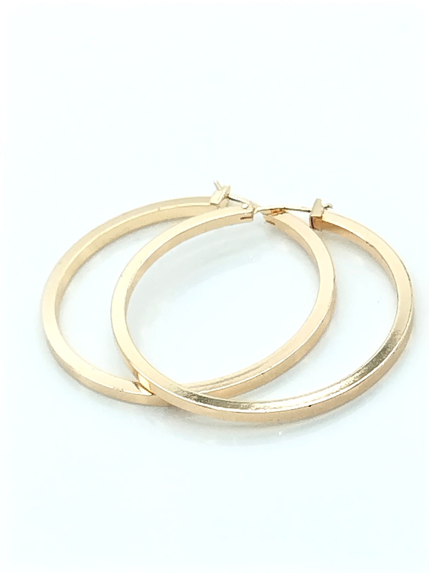 Large Flat Gold-Plated Hoop Earrings - Statement Jewelry