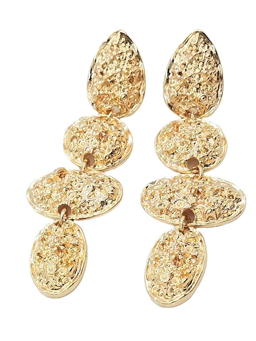 Impresionantes pendientes largos colgantes de oro para mujer