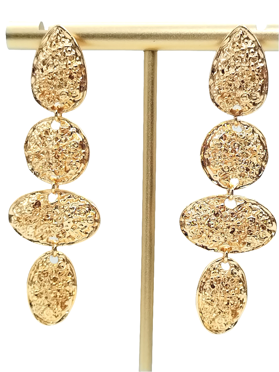 Impresionantes pendientes largos colgantes de oro para mujer