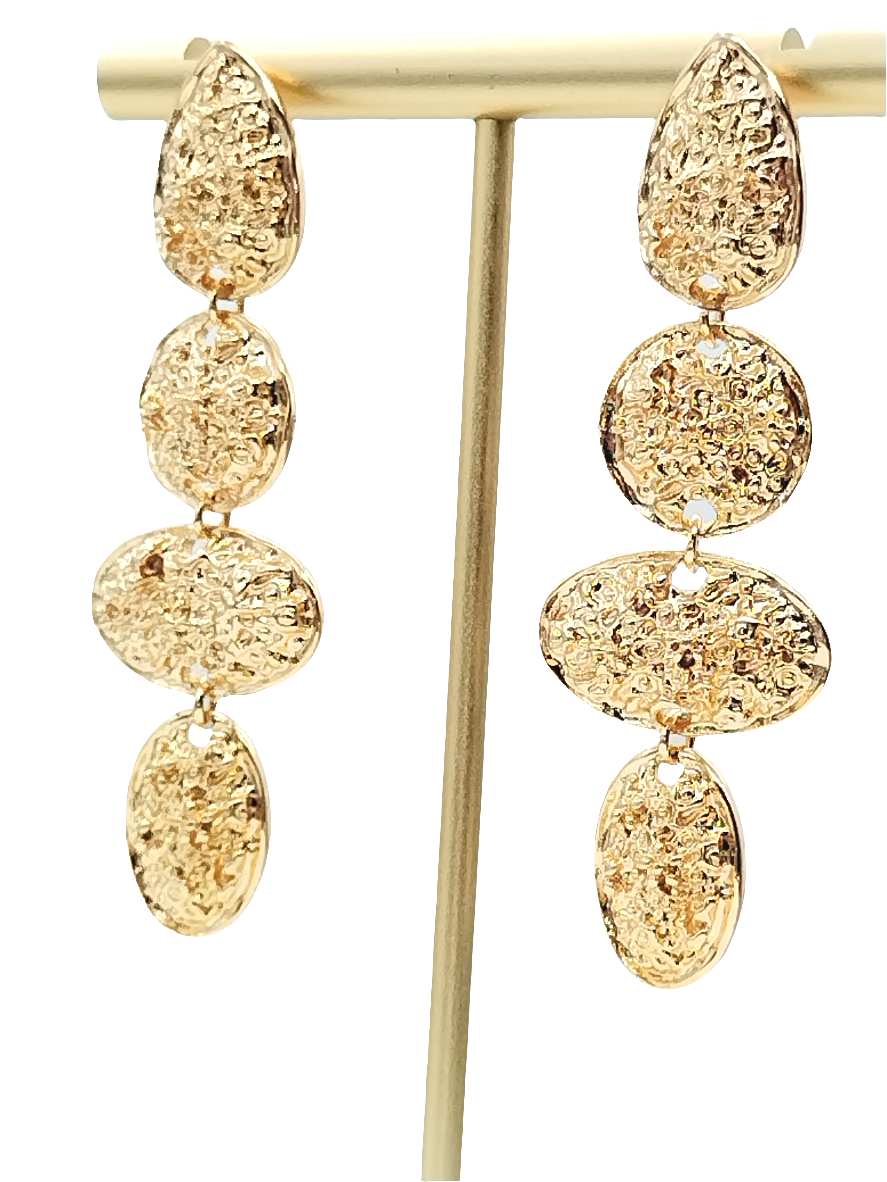 Impresionantes pendientes largos colgantes de oro para mujer