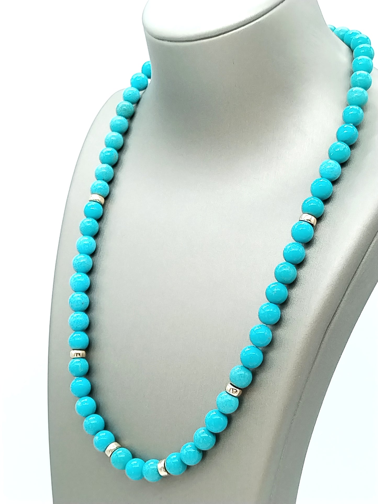 One-of-a-Kind Genuine Mina Maria Turquoise Necklace | 6mm 14K Solid Gold Silk