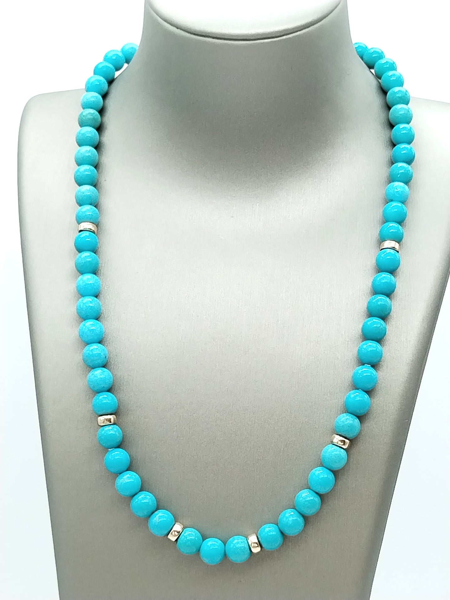 One-of-a-Kind Genuine Mina Maria Turquoise Necklace | 6mm 14K Solid Gold Silk