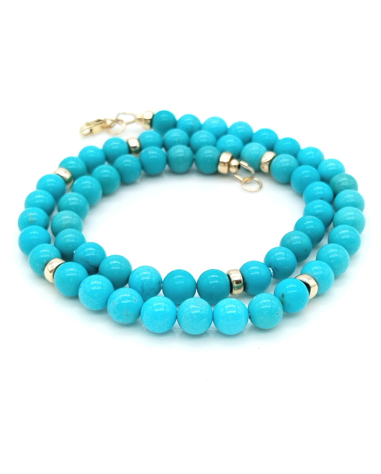 One-of-a-Kind Genuine Mina Maria Turquoise Necklace | 6mm 14K Solid Gold Silk