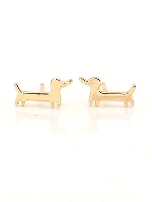 Dackel Gold Ohrstecker - Süßer Doxie Hundeschmuck