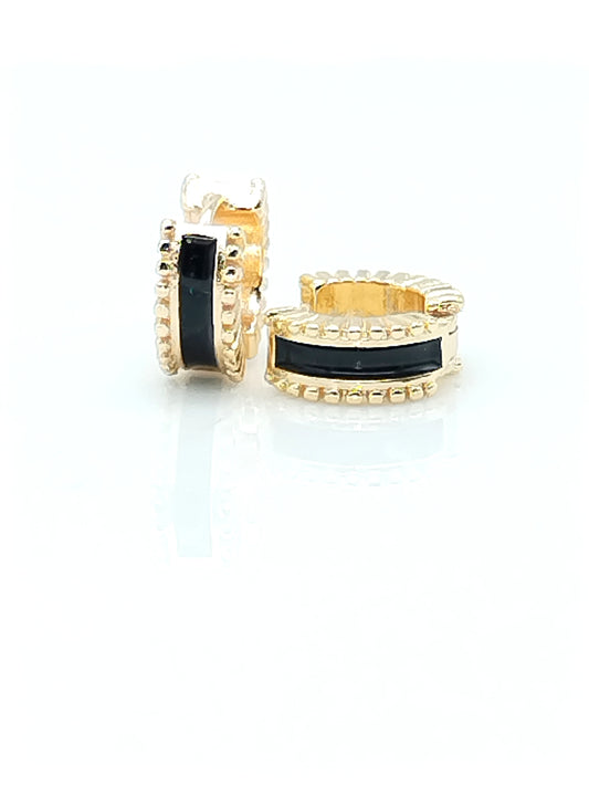 Gold Huggies, schwarzer Emaille, edler Schmuck, Geschenke, minimalistisch, Frauen, Trendy