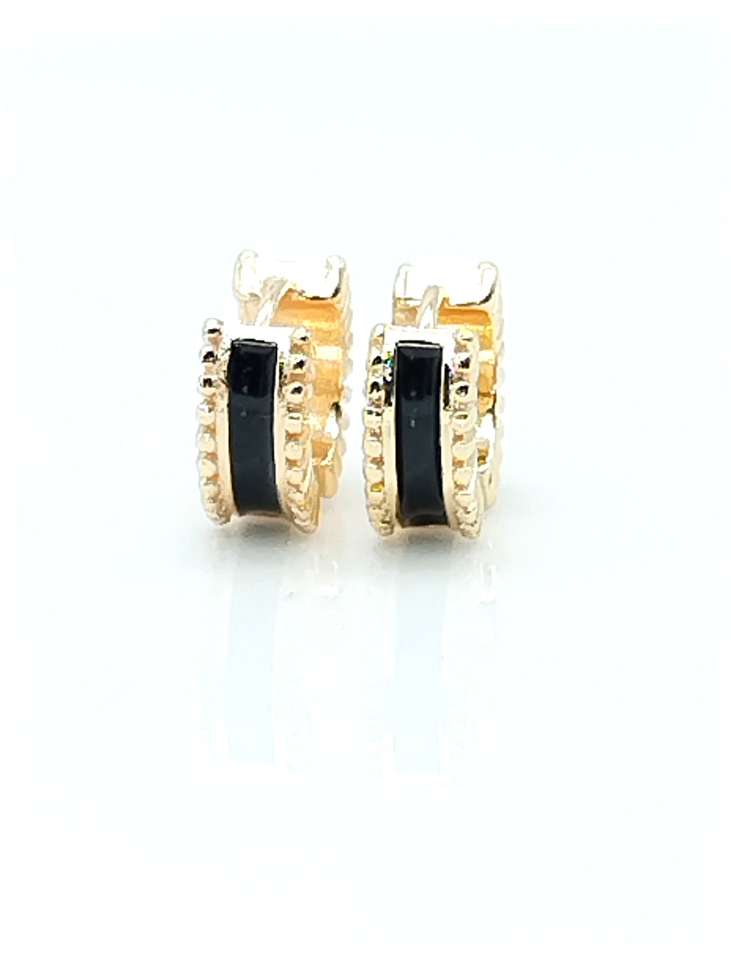 Gold Huggies, schwarzer Emaille, edler Schmuck, Geschenke, minimalistisch, Frauen, Trendy